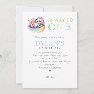 Lilla Dragon Halfway till en blå 6-månads födelsed Tack Kort