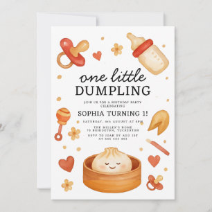 Lilla Dumpling 1:a födelsedag Inbjudningar