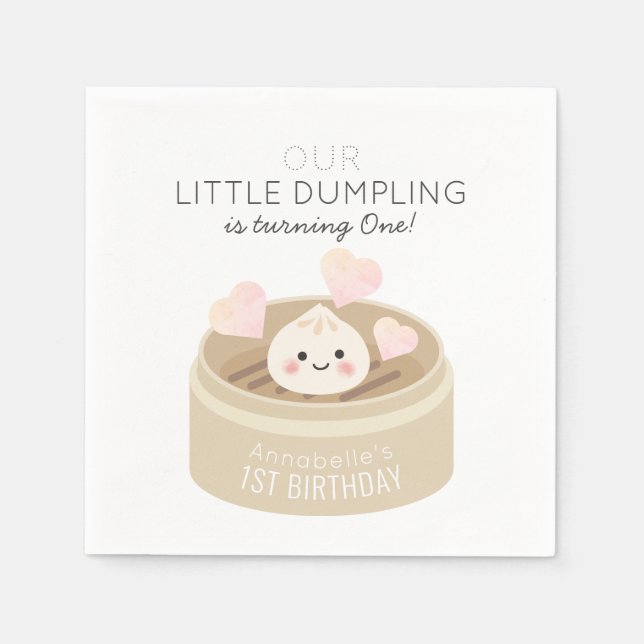 Lilla Dumpling Birthday Pappersservett (Framsidan)