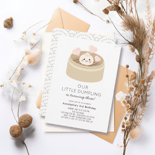 Lilla Dumpling Gender-neutralt födelsedagsinbjudan Inbjudningar