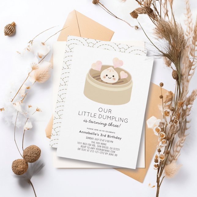 Lilla Dumpling Gender-neutralt födelsedagsinbjudan Inbjudningar (Skapare uppladdad)