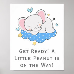 Lilla Elefant En Liten Jordnöt Baby Shower Affisch