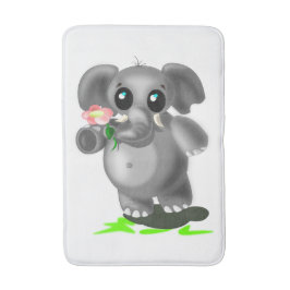 Lilla elefant med Flower Bath Mat - Din Färg Badrumsmatta