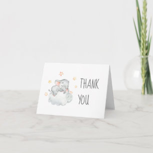 Lilla Elephant Girl Baby Shower Tack för ditt kort