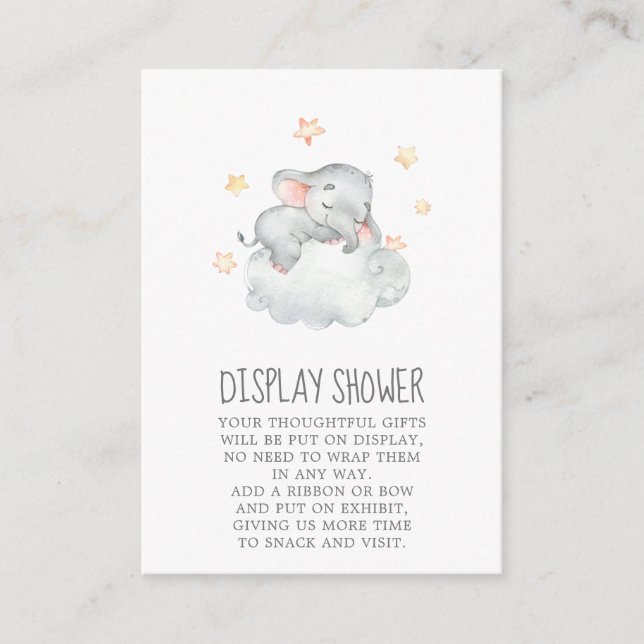 Lilla Elephant Girl Baby Shower Visning Shower Tilläggskort (Framsida)