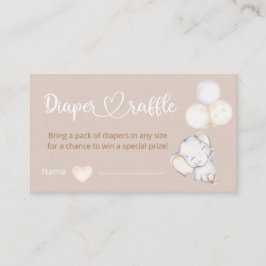Lilla Elephant Watercolor Diaper Raffle Tilläggskort