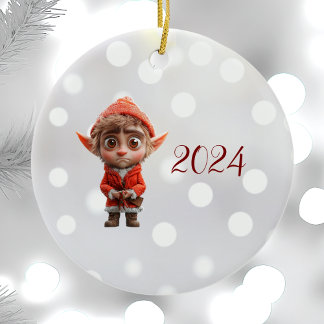 Lilla Elf-jul Elf Ceramic Ornament