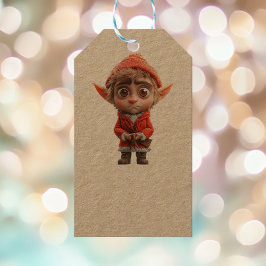 Lilla Elf Kraft Gift Märkres Presentetikett