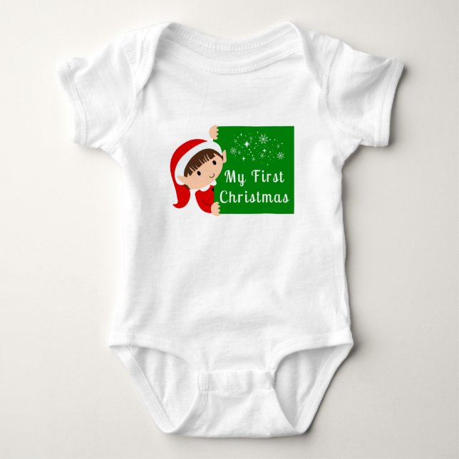 Lilla Elf's My First jul Text Helgdag Gift T Shirt (Framsida)