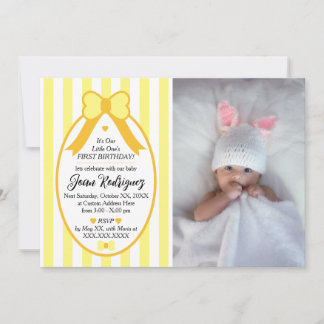 Lilla Enbåge 1-års födelsedagsfoto-inbjudningar Inbjudningar