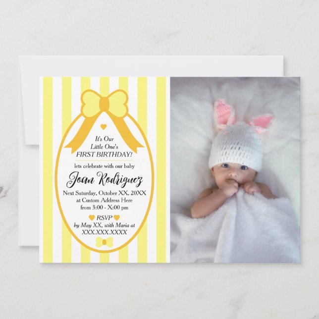 Lilla Enbåge 1-års födelsedagsfoto-inbjudningar Inbjudningar (Framsida)