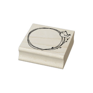 Lilla fågel på Twig Nature Circle Surround Stämpel