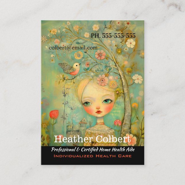 Lilla fågel som hjälper Händer Visitkort (Framsida)