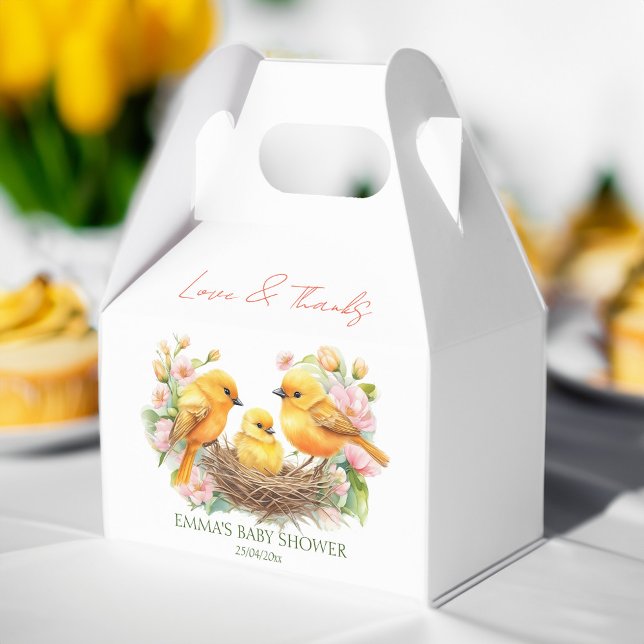 Lilla fågelläggning snart vår babydusch presentaskar (Little birdie hatching soon spring baby shower favor box personalized favor boxes baby shower favors)