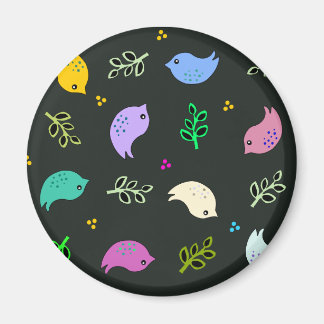 Lilla färgade fåglar Mönster på svart Magnet
