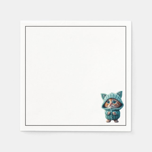 Lilla färglöst katt pappersservett (Framsidan)