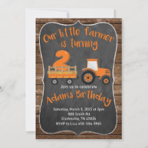 Lilla Farmer Tractor Birthday-inbjudningar