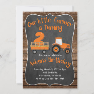 Lilla Farmer Tractor Birthday-inbjudningar Inbjudningar