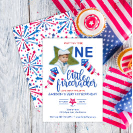 Lilla Firecracker 4:e juli Första födelsedagen Inbjudningar