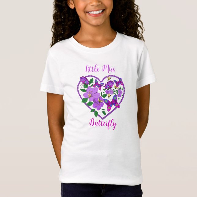 Lilla fjärilsfröken  t shirt (Framsida)