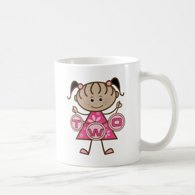 Lilla flicka 2:a födelsedag T-shirts och gåvor Kaffemugg (Höger)