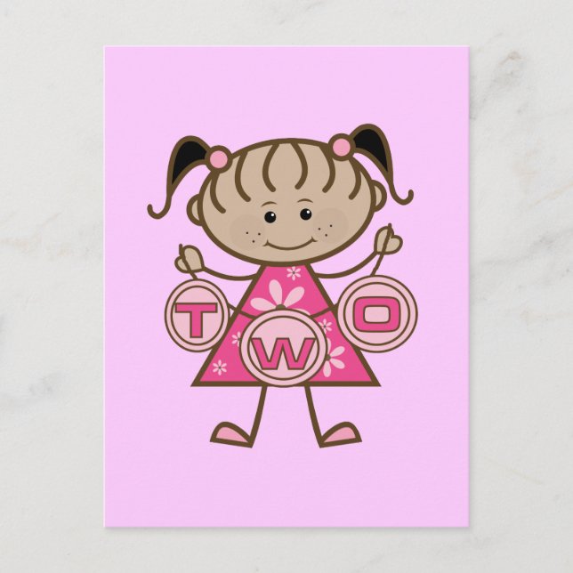 Lilla flicka 2:a födelsedag T-shirts och gåvor Vykort (Framsida)