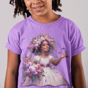 Lilla flicka med vacker Vår blommor T Shirt