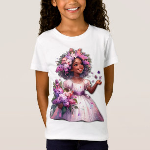 Lilla flicka med vacker Vår blommor T Shirt