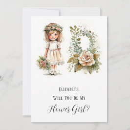 Lilla flicka och Blommigt kommer du att bli min un Inbjudningar