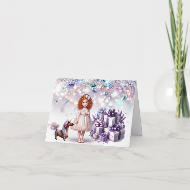 Lilla flickans Bling Magic Birthday Card Kort (Framsida)