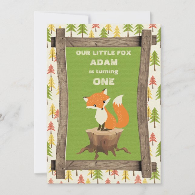 Lilla Fox Rustic Födelsedagsfest Firande Inbjudningar (Framsida)