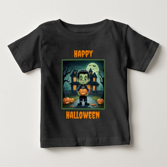 Lilla Frankenstein Halloween T Shirt (Framsida)