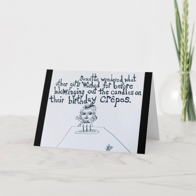 Lilla Fransk Flickans födelsedag Crepe Cake Wish Kort (Framsida)