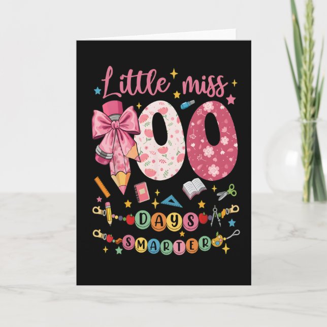 Lilla Fröken 100 Dagar Smartare Söt Skola Kort (Framsida)