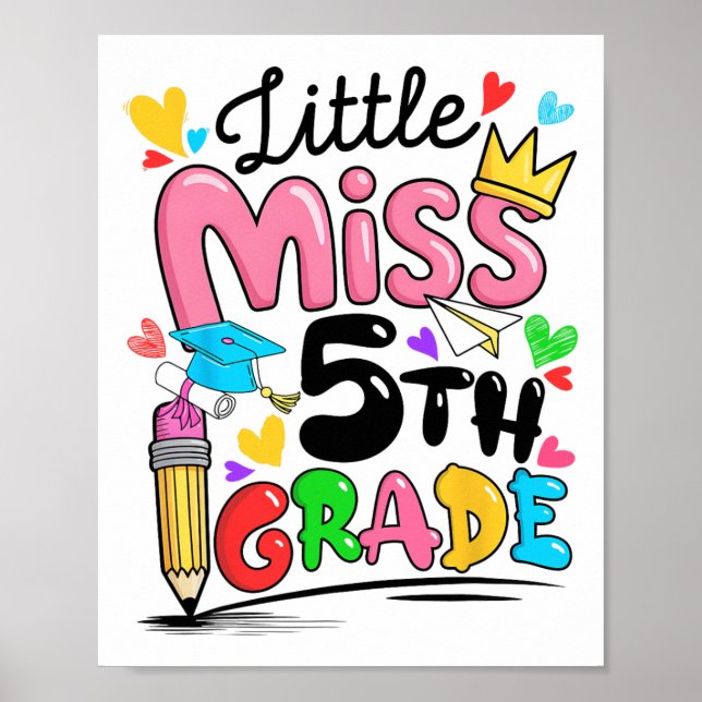 Lilla Fröken 5:e Femte Klass Söt Ck Till Skolan  Poster (Framsidan)