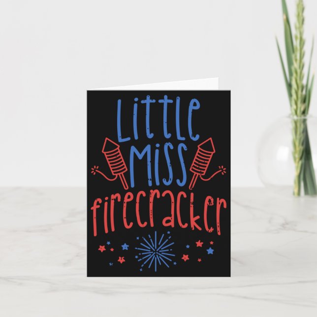Lilla Fröken Eldig Rolig 4:e Juli Patriotiska Flic Kort (Framsida)