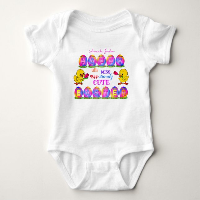 Lilla Fröken Extremt Söt Påskglada Ägg Chick T Shirt (Framsida)