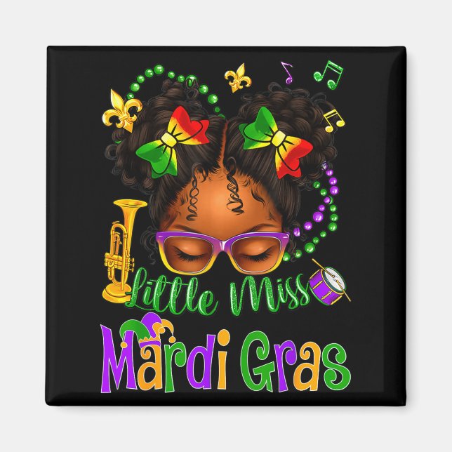 Lilla Fröken Mardi Gras-bågar Flickor Barn New Orl Magnet (Framsidan)