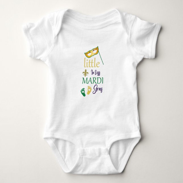 Lilla fröken Mardi Gras,Mardi Gras byxor,baby mard T Shirt (Framsida)