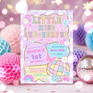 Lilla Fröken One-derful Preppy Groovy 1-årsfest Inbjudningar