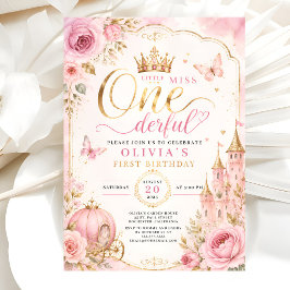 Lilla Fröken ONEderful Prinsessa Födelsedag Inbjudningar