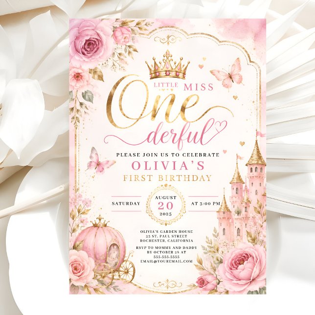 Lilla Fröken ONEderful Prinsessa Födelsedag Inbjudningar (Skapare uppladdad)