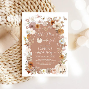 Lilla Fröken ONEderful Wildflower 1-årsdag Inbjudningar