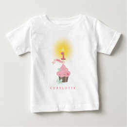 Lilla Fröken Rosa Cupcake Flickans 1-årsfest Tee