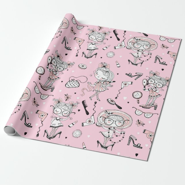 Lilla Fröken Rosa Presentpapper (Utrullad)