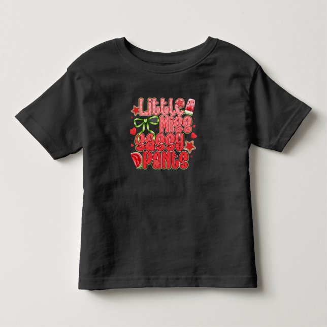 Lilla Fröken Sassig Byxa – Vattenmelon Attityd T Shirt (Framsida)