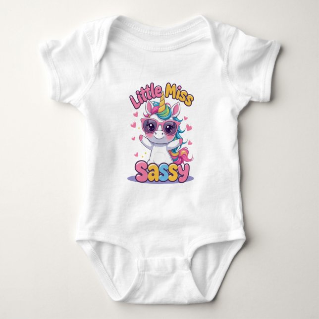 Lilla Fröken Sassy Baby Outfit – Bedårande Enhörni T Shirt (Framsida)