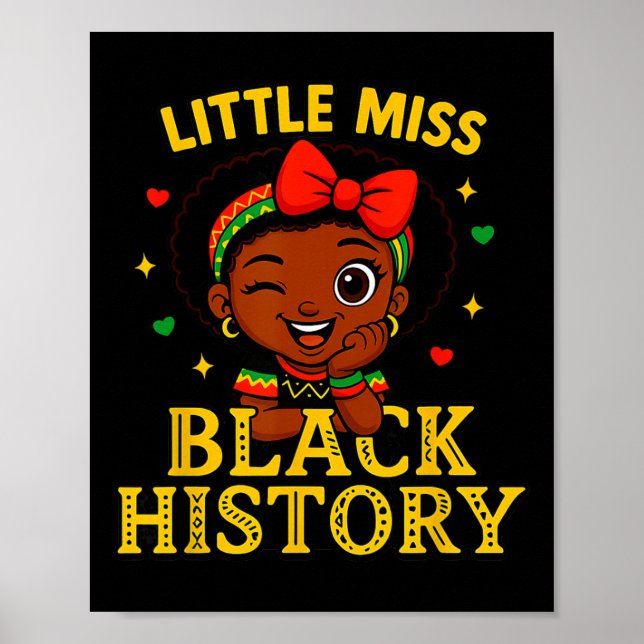 Lilla Fröken Svarta Historiemånaden 2026 Söt Afro  Poster (Framsidan)