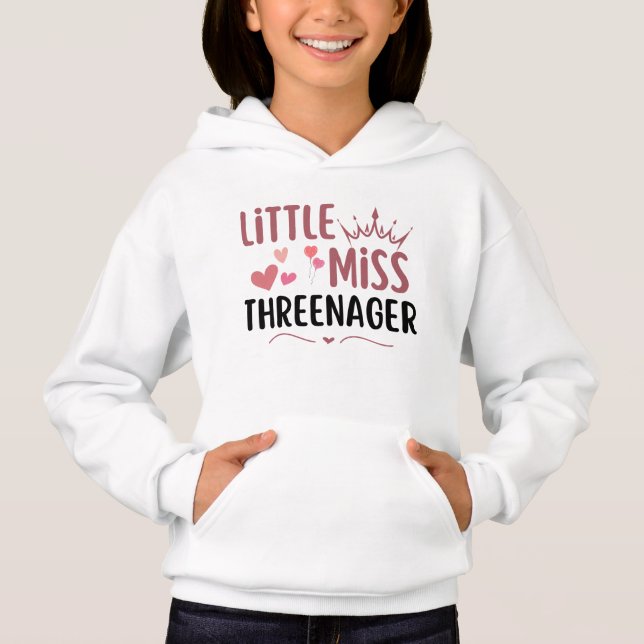 lilla fröken threenager 3-årsdag 3 år gammal t shirt (Framsida)