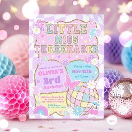 Lilla Fröken Threenager Stilig Groovy 3-årsfest Inbjudningar